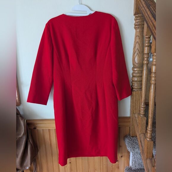 Ann Taylor Red Gold Zipper Shift Dress Size 8 - Picture 5 of 8